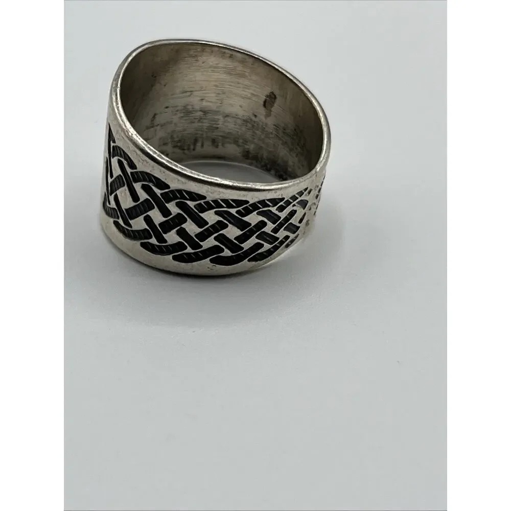 STERLING SILVER Oxidized CELTIC KNOT BAND RING Men’s SIZE 11.5 925 Vintage Rare